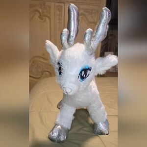 Build A Bear White Reindeer Plush Silver Glitter Antlers Christmas Deer